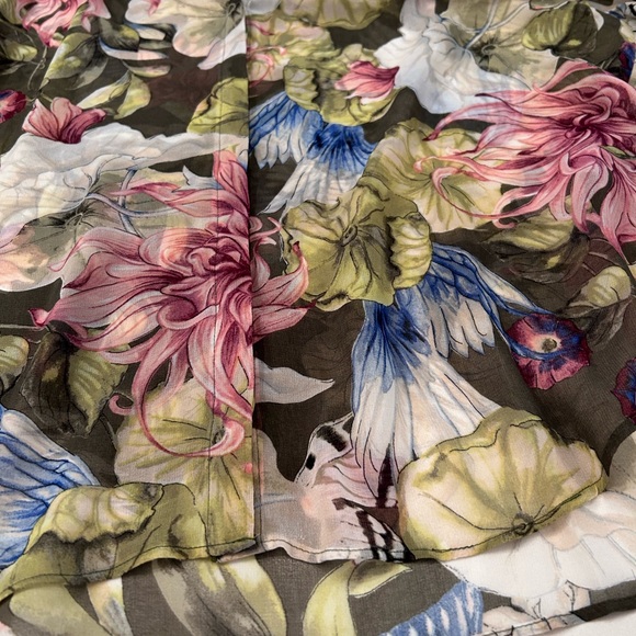 White House Black Market Sheer Watercolor Print Blouse - Picture 9 of 9